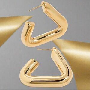 🆕 Authentic Brinker + Eliza Goldie 24K Gold Plated Triangular Hoops Earrings